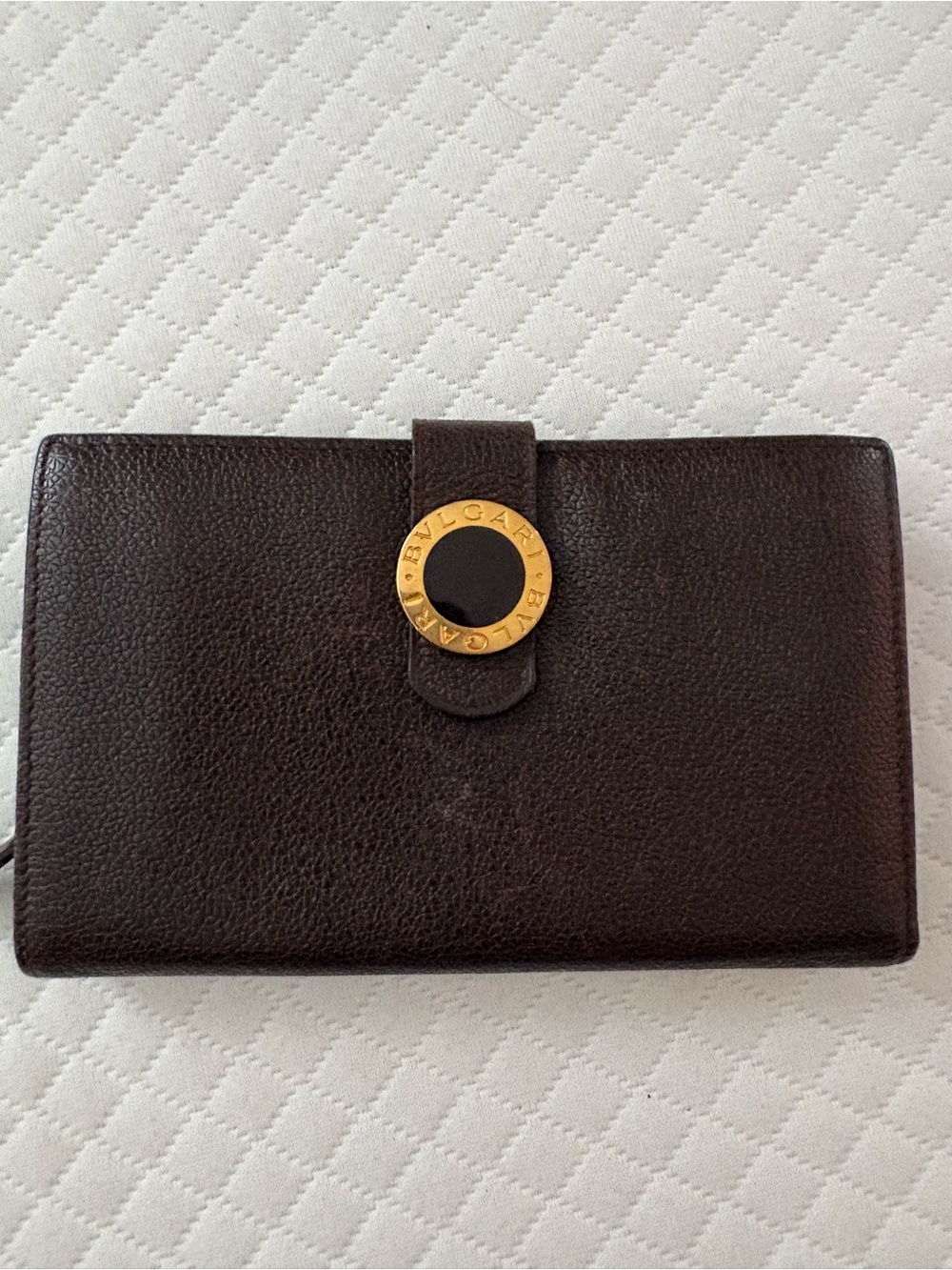 BVLGARI BVLGARI Leather Continental Long Wallet Brown Red Logo Clip